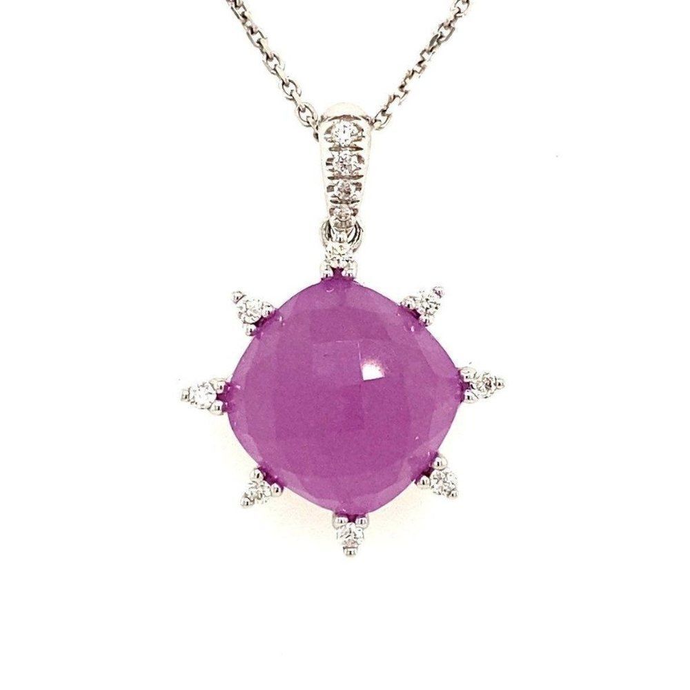 14k Purple Gem/Diamonds Necklace‎